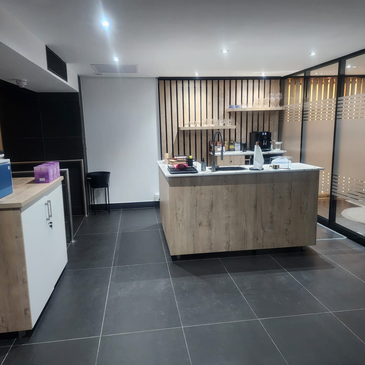 Bespoke kitchen and counter unit fabricated for an exhibition space