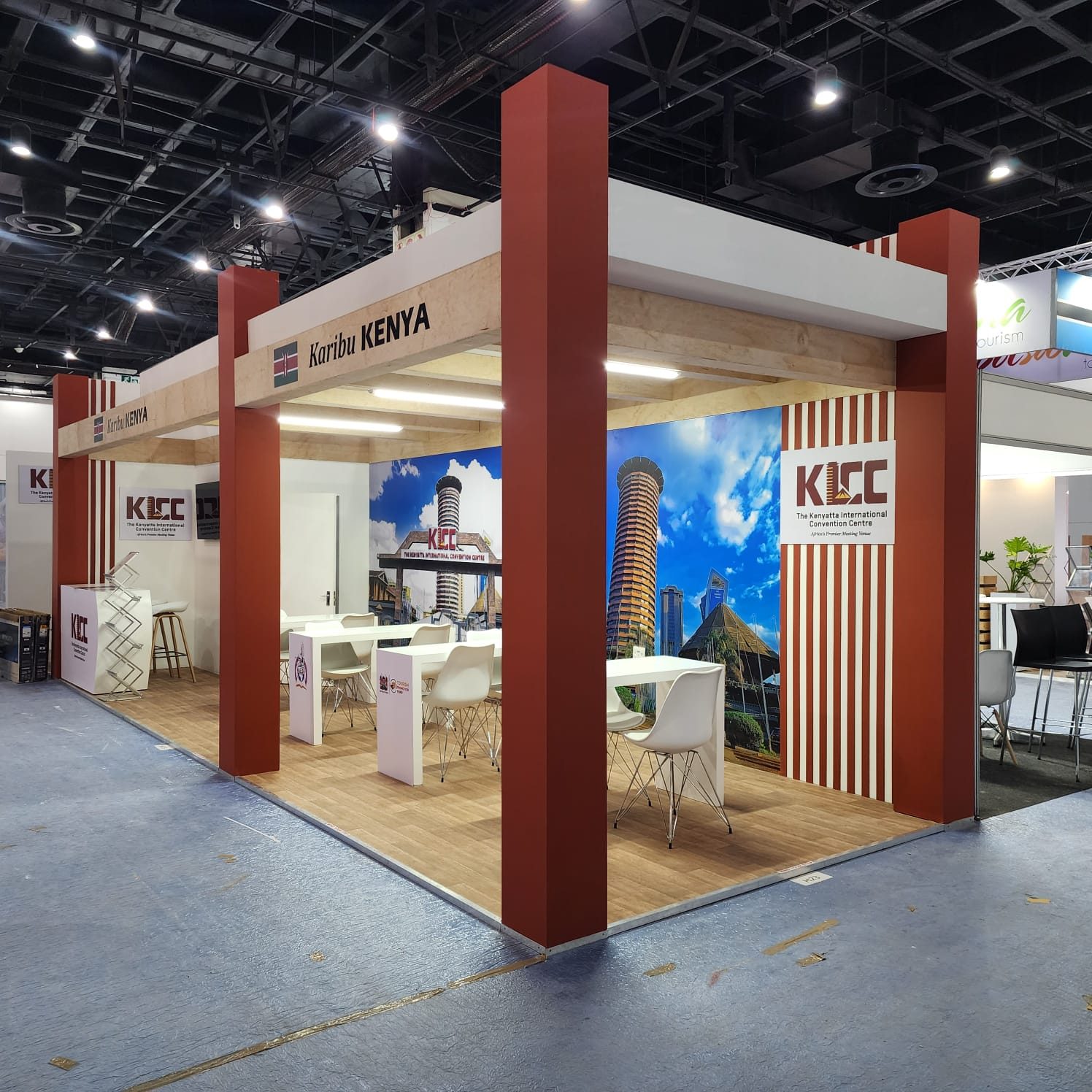 Double-storey exhibition booth built for an international trade expo